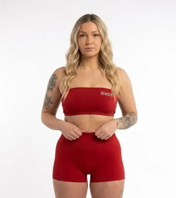 Red Strapless Sports Bra
